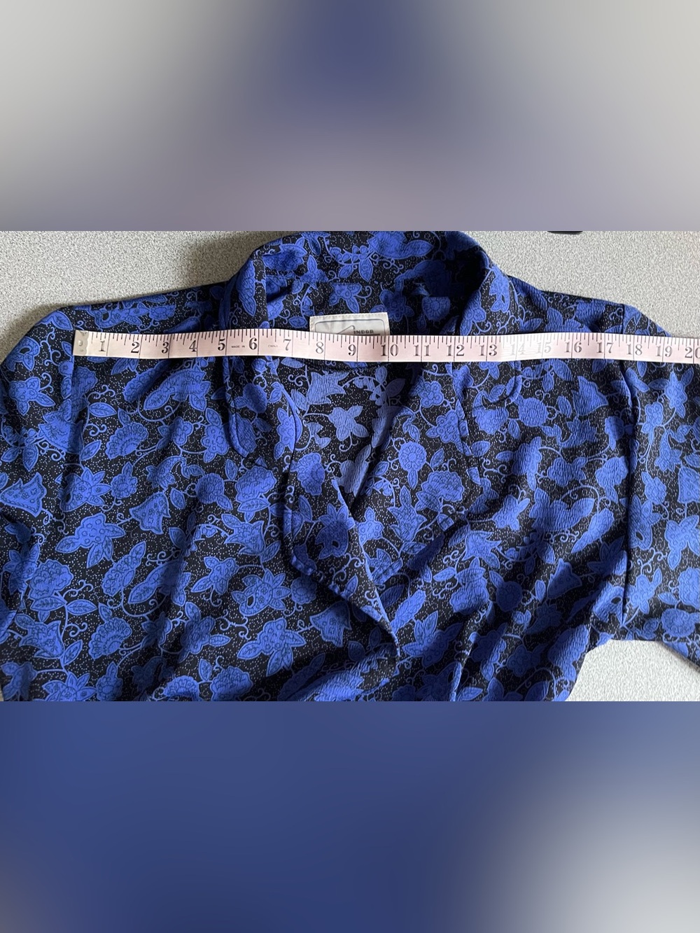 Lindor Vintage Blue & Black Floral Peplum Dress - Picture 7 of 12
